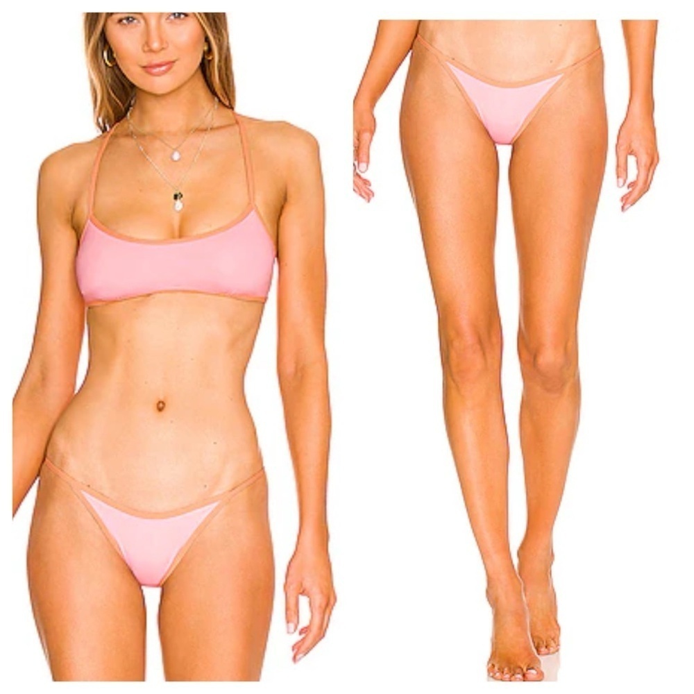 L*Space | Tommy Bitsy Bikini Bottom In Crystal Light Pink and Tangy | XS - Picture 2 of 8